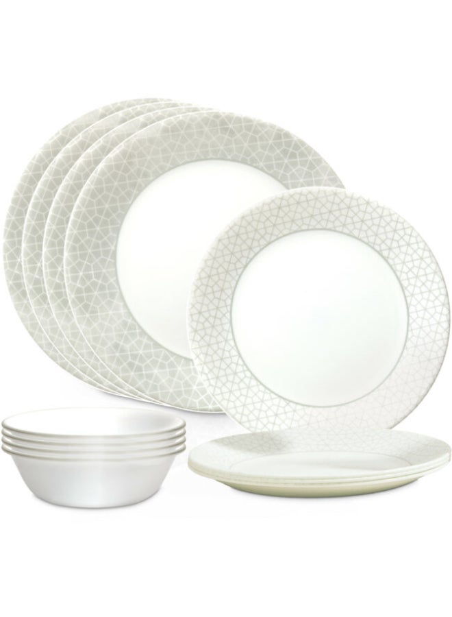 Corelle Knox 12-Piece Dinnerware Set, Vitrelle Glass, Chips & Crack Resistant, Lightweight & Stackable, Dishwasher & Microwave Safe, Service for 4, Includes 4 Dinner Plates, 4 Side Plates & 4 Bowls - Image 1